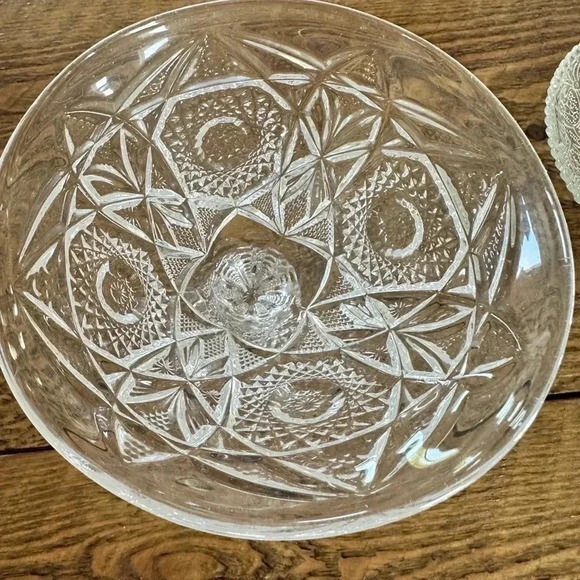 Vintage Crystal Compote American Brilliant Type Cut Glass Candy Nuts Relish Dish - Picture 3 of 5